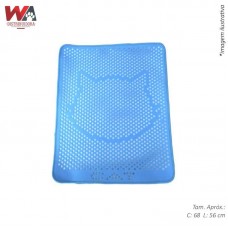 25702 - TAPETE COLETOR AREIA GATOS 68X56CM AZUL