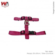 27922 - GUIA C/PEITORAL H NYLON LUXO 15MM ROSA