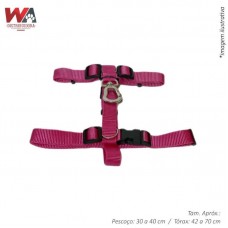 27923 - GUIA C/PEITORAL H NYLON LUXO 20MM ROSA