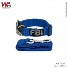 28598 - GUIA C/COLEIRA NYLON FBI AZUL 15MM