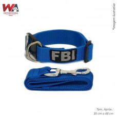 28599 - GUIA C/COLEIRA NYLON FBI AZUL 20MM