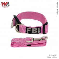 28620 - GUIA C/COLEIRA NYLON FBI ROSA 25MM