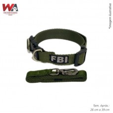 28606 - GUIA C/COLEIRA NYLON FBI VERDE 15MM