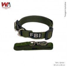 28614 - GUIA C/COLEIRA NYLON FBI VERDE 20MM