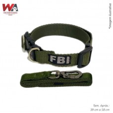 28622 - GUIA C/COLEIRA NYLON FBI VERDE 25MM