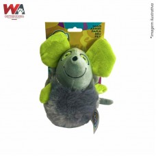 30600 - BRINQ PELUCIA RATINHO CINZA/VERDE 16CM