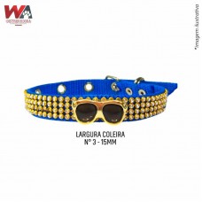 32285 - COLEIRA CAES STRASS N.3 AZUL 27A34CM